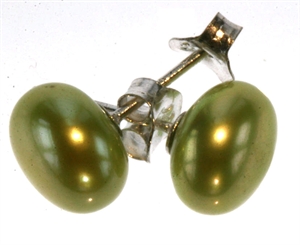 Ørestik m. perle, olivengrøn